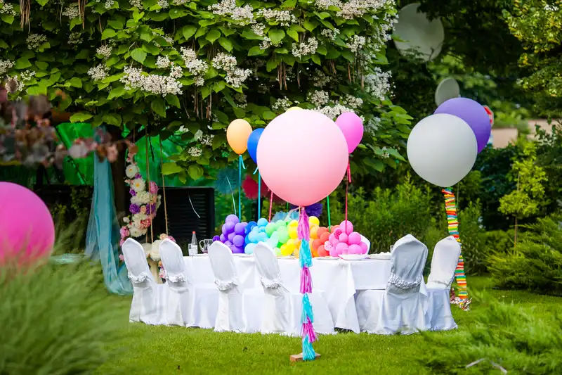 Party tables and chairs setup
